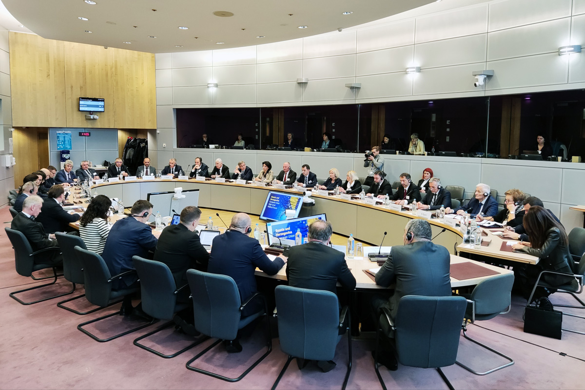 Members of the Collegium and representatives of the parliamentary caucuses of both Houses of the Parliamentary Assembly of Bosnia and Herzegovina participated in the Second High-Level Political Forum between the EU and BiH